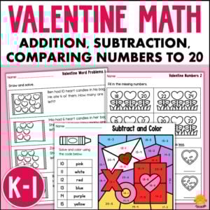 valentine's day math worksheets 1st grade kindergarten addition and subtraction